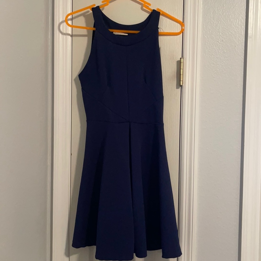 Navy blue fit and flare dress